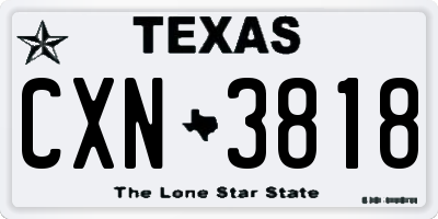 TX license plate CXN3818