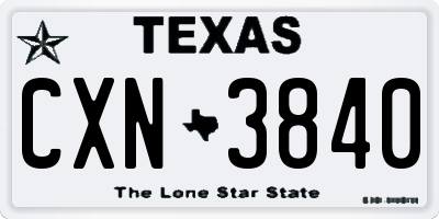 TX license plate CXN3840