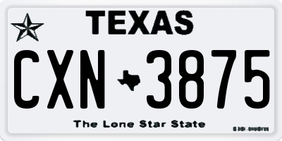 TX license plate CXN3875