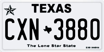 TX license plate CXN3880