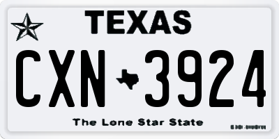 TX license plate CXN3924