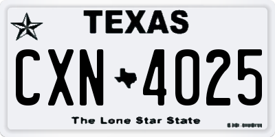 TX license plate CXN4025