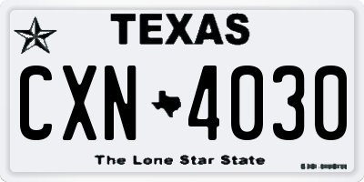 TX license plate CXN4030