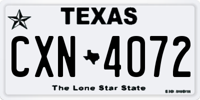 TX license plate CXN4072