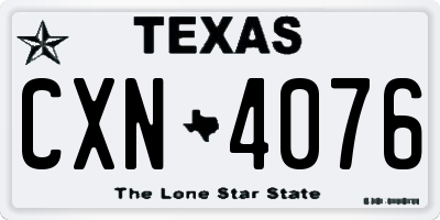 TX license plate CXN4076