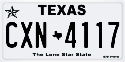 TX license plate CXN4117