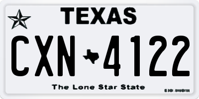 TX license plate CXN4122