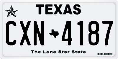 TX license plate CXN4187