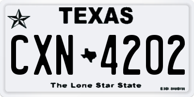 TX license plate CXN4202