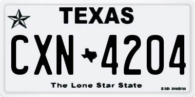TX license plate CXN4204