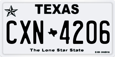TX license plate CXN4206