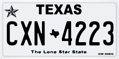 TX license plate CXN4223