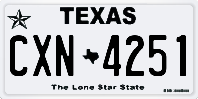 TX license plate CXN4251