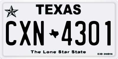 TX license plate CXN4301