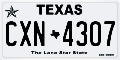 TX license plate CXN4307