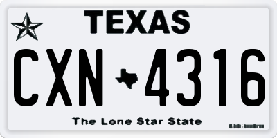 TX license plate CXN4316
