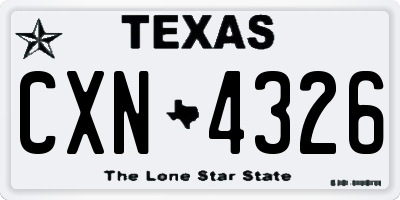 TX license plate CXN4326