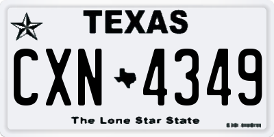 TX license plate CXN4349