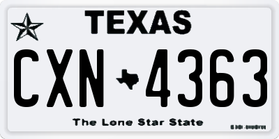 TX license plate CXN4363