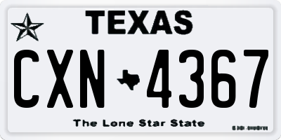TX license plate CXN4367