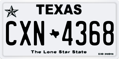 TX license plate CXN4368