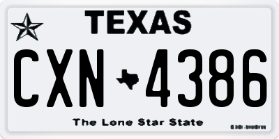 TX license plate CXN4386