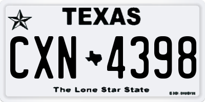 TX license plate CXN4398