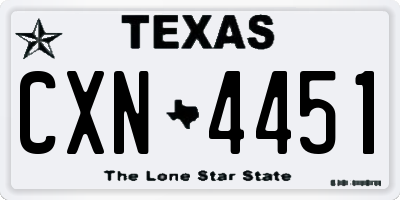 TX license plate CXN4451