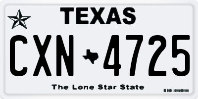 TX license plate CXN4725
