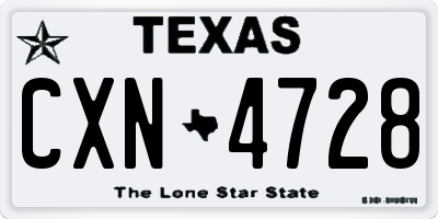 TX license plate CXN4728