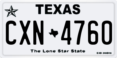 TX license plate CXN4760