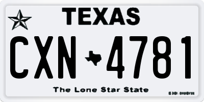 TX license plate CXN4781
