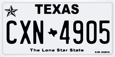 TX license plate CXN4905