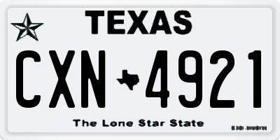 TX license plate CXN4921