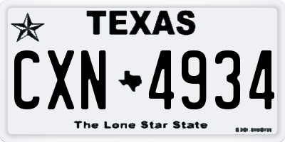 TX license plate CXN4934