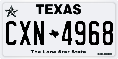 TX license plate CXN4968