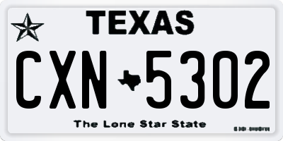 TX license plate CXN5302