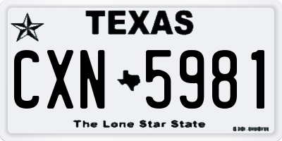 TX license plate CXN5981