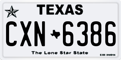 TX license plate CXN6386