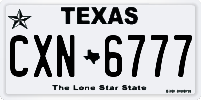 TX license plate CXN6777
