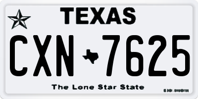 TX license plate CXN7625