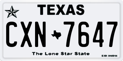 TX license plate CXN7647