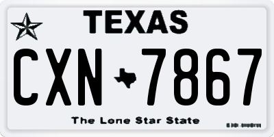 TX license plate CXN7867