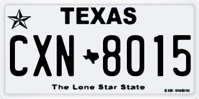 TX license plate CXN8015