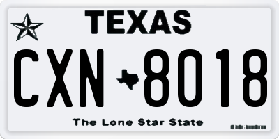 TX license plate CXN8018
