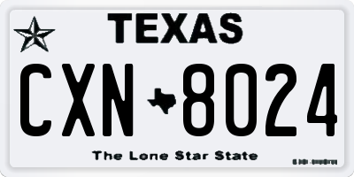 TX license plate CXN8024