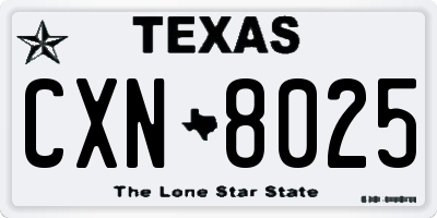 TX license plate CXN8025