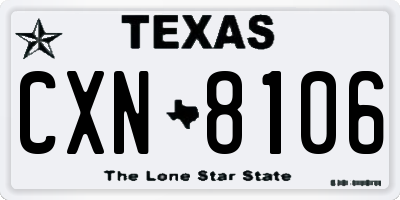 TX license plate CXN8106