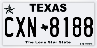 TX license plate CXN8188
