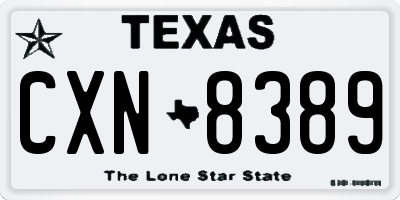 TX license plate CXN8389